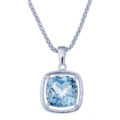 Collier en argent rhodié 6g - topaze bleue - 4,2 carats - 45cm