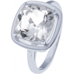 Bague en argent rhodié 4,4g - cristal de roche - 3,8 caratas -  T50 à 64