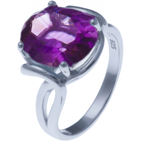 Bague en argent rhodié 4,7g - améthyste - 4,1 carat - T52 à 64