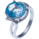 Bague en argent rhodié 4,7g - topaze bleue - 5,9 carats - T52 à 64