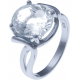 Bague en argent rhodié 4,7g - cristal de roche - 4,2 carats - T52 à 64