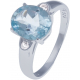 Bague en argent rhodié 2,7g - topaze bleue 2,9 carats - topaze blanche - T50 à 64