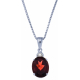 Collier en argent rhodié  3,3g - grenat 2,9 carats - topaze blanche - 40cm