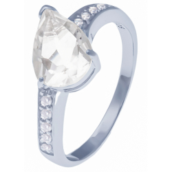 Bague en argent rhodié 2,7g - cristal de roche - topaze blanche - 1,6 carats - T50 à 60