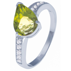 Bague en argent rhodié 2,7g - péridot - topaze blanche - 2 carats - T50 à 60