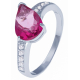 Bague en argent rhodié 2,7g - topaze enrobée rose - topaze blanche - 2 carats -T50 à 60