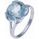 Bague en argent rhodié 3,1g - topaze bleue - 4,3 carats -T50 à 64