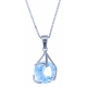 Collier en argent rhodié 3,5g - topaze bleue - 4,4 carats - 40 cm