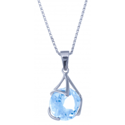 Collier en argent rhodié 3,5g - topaze bleue - 4,4 carats - 40 cm