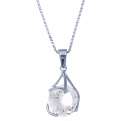 Collier en argent rhodié 3,5g - cristal de roche - 3,4 carats - 40 cm