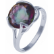 Bague en argent rhodié  3,1g - quartz mystic - 3,4 carats - T50 à 64