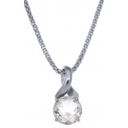 Collier en argent rhodié 4,2g - cristal de roche - 1,8 carat - 45cm