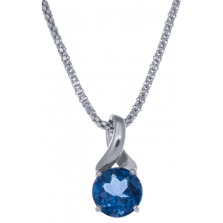 Collier en argent rhodié 4,2g - topaze bleue london - 2,3 carats - 45cm