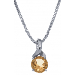 Collier en argent rhodié 4,2g - citrine - 1,8 carat - 45cm