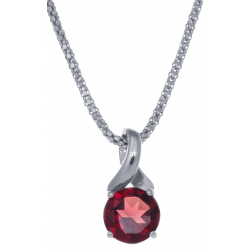 Collier en argent rhodié 4,2g - grenat - 2,1 carats - 45cm