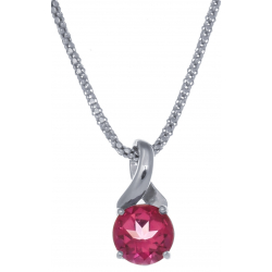 Collier en argent rhodié 4,2g - topaze enrobée rose - 2,4 carats - 45cm