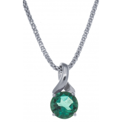 Collier en argent rhodié 4,2g - quartz vert - 1,8 carat - 45cm