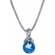 Collier en argent rhodié 4,2g - topaze bleue swiss - 2,4 carats - 45cm