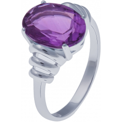 Bague en argent rhodié 3g - améthyste - 2,8 carats - T50 à 64