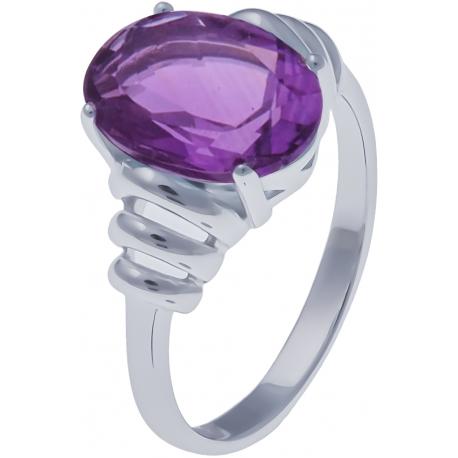 Bague en argent rhodié 3g - améthyste - 2,8 carats - T50 à 64