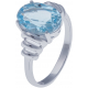 Bague en argent rhodié 3g - topaze bleue - 4 carats - T50 à 64