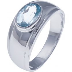 Bague en argent rhodié 4,4g - topaze bleue - 1,5 carat - T50 à 64