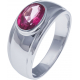 Bague en argent rhodié 4,4g - topaze enrobée rose - 1,4 carat - T50 à 64