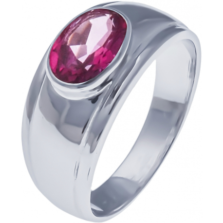 Bague en argent rhodié 4,4g - topaze enrobée rose - 1,4 carat - T50 à 64