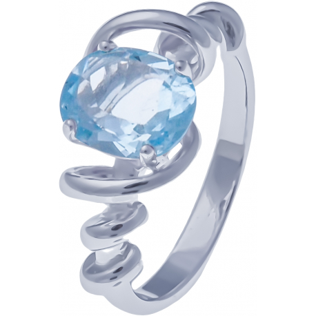 Bague en argent rhodié 3,4g - topaze bleue - 2,1 carat - T50 à 60