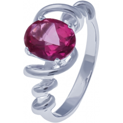 Bague en argent rhodié 3,4g - topaze enrobée rose - 2,2 carats - T50 à 60