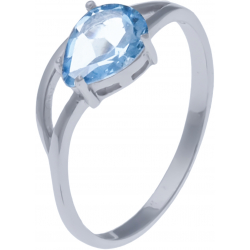 Bague en argent rhodié 1,7g - topaze bleue swiss - 1,2 carat - T50 à 60