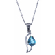 Collier en argent rhodié 3g - topaze bleue swiss - 1,2 carat - 40cm