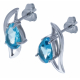 Boucles d'oreille en argent rhodié 2,1g  - topaze bleue swiss - 2,5 carats