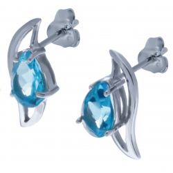 Boucles d'oreille en argent rhodié 2,1g  - topaze bleue swiss - 2,5 carats