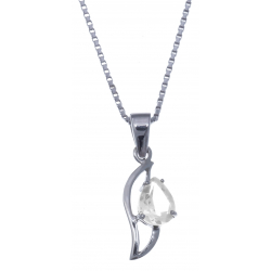 Collier en argent rhodié 3g - cristal de roche - 1 carat - 40cm