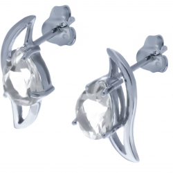 Boucles d'oreille en argent rhodié 2,1g  - cristal de roche - 2 carats