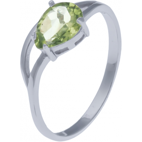 Bague en argent rhodié 1,7g - péridot - 1,1 carat - T50 à 60