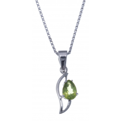 Collier en argent rhodié 3g - péridot - 1,1 carat - 40cm