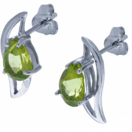 Boucles d'oreille en argent rhodié 2,1g  - péridot - 2,3 carats