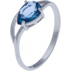 Bague en argent rhodié 1,7g - topaze bleue london - 1,2 carat - T50 à 60