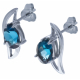 Boucles d'oreille en argent rhodié 2,1g - topaze bleue london - 2,4 carats
