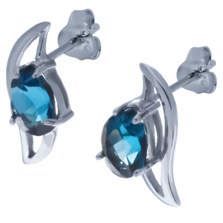 Boucles d'oreille en argent rhodié 2,1g - topaze bleue london - 2,4 carats