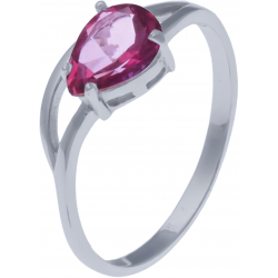 Bague en argent rhodié 1,7g - topaze enrobée rose - 1,2 carat - T50 à 60