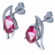 Boucles d'oreille en argent rhodié 2,1g - topaze enrobée rose - 2,5 carats