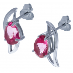 Boucles d'oreille en argent rhodié 2,1g - topaze enrobée rose - 2,5 carats