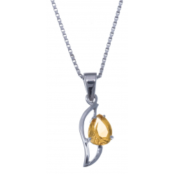 Collier en argent rhodié 3g - citrine - 1 carat - 40cm