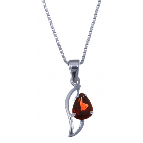 Collier en argent rhodié 3g - grenat - 1,1 carat - 40cm