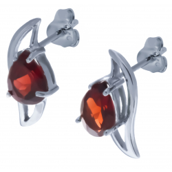 Boucles d'oreille en argent rhodié 2,1g  - grenat - 2,4 carats