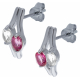 Boucles d'oreille en argent rhodié 2,6g  - topaze enrobée rose - cristal de roche - 1 carat