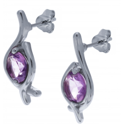 Boucles d'oreille en argent rhodié 2,9g - améthyste - 1,5 carats